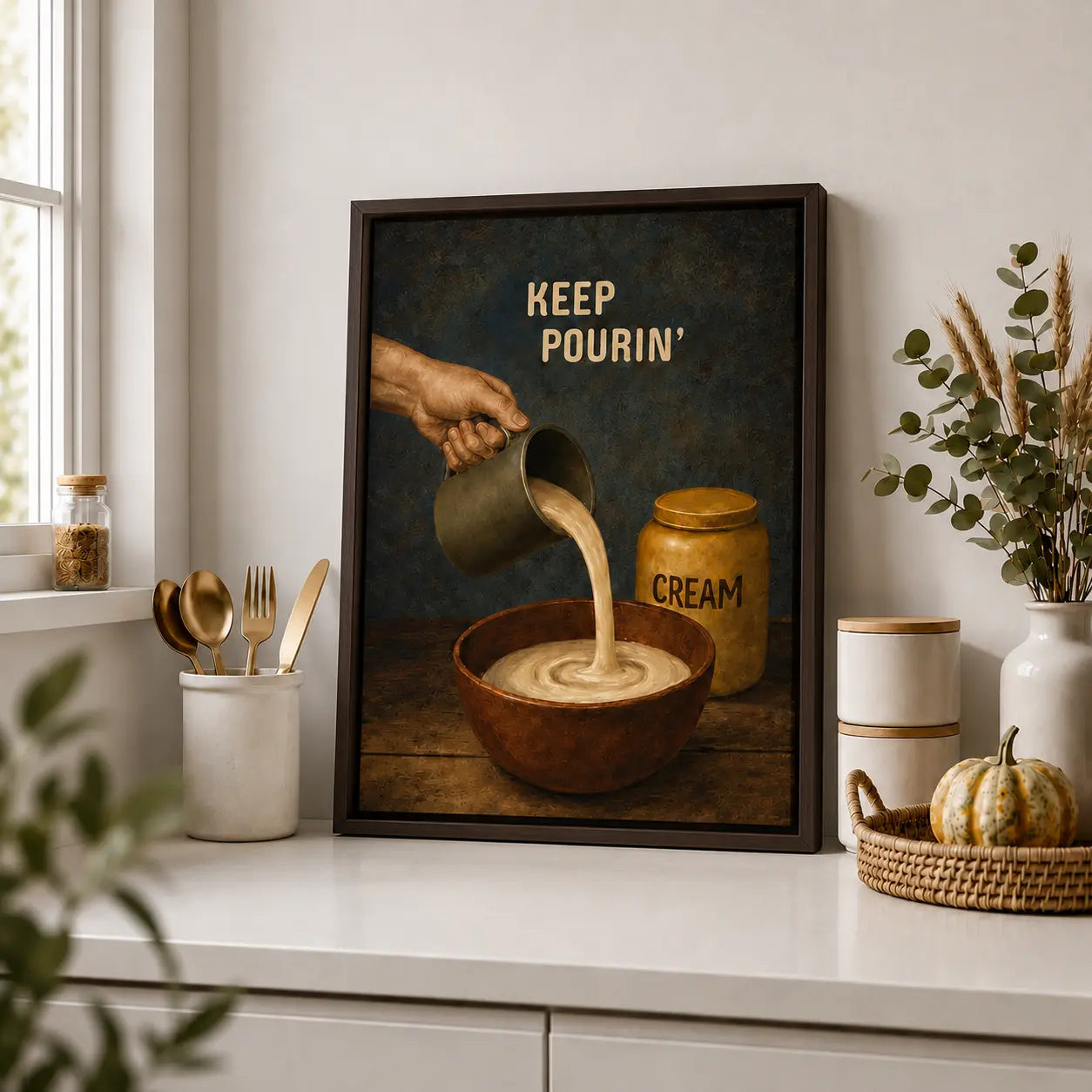 Keep Pourin’ | Framed Kitchen Wall Art Canvas