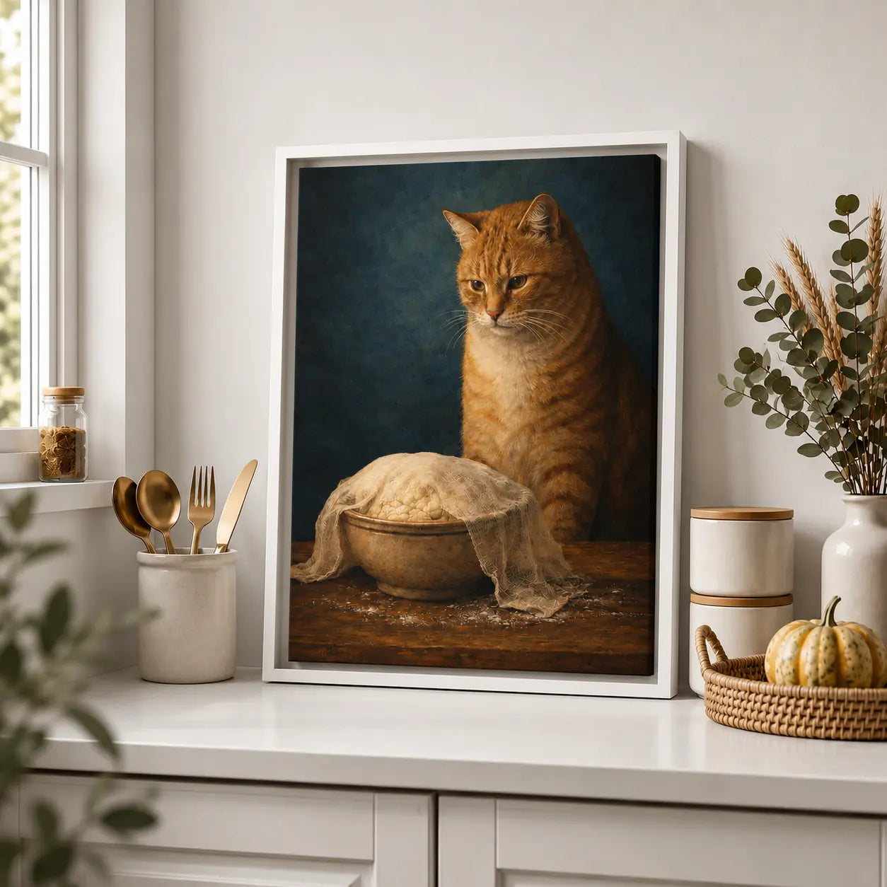 Patient Dough Watcher | Framed Kitchen Wall Art Canvas