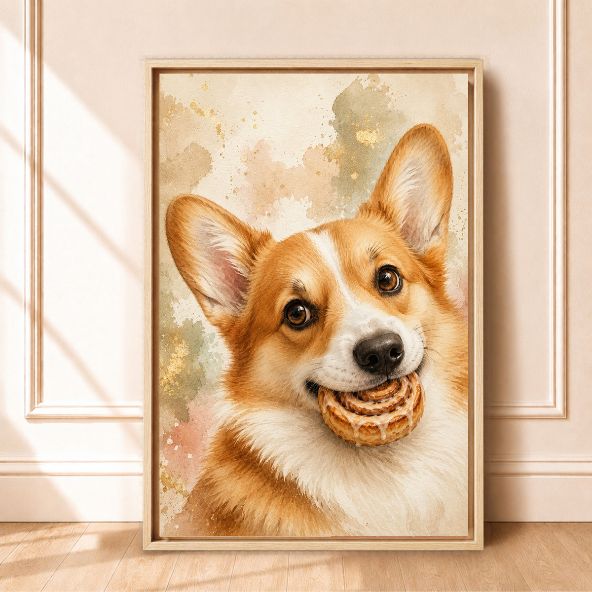 Corgi Wall Art with Cinnamon Roll | Kitchen Wall Art Canvas