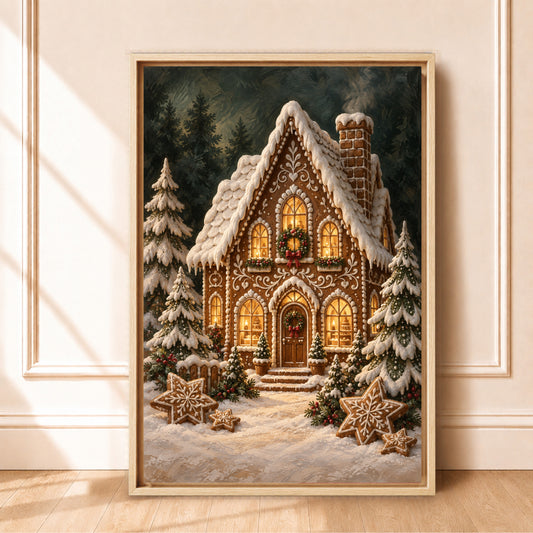 Framed Gingerbread Wall Art Canvas | Christmas Kitchen Decor