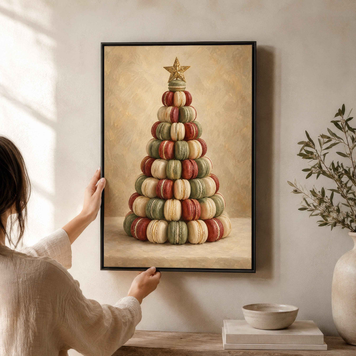 Christmas Tree Wall Art | Framed Macaron Print Canvas