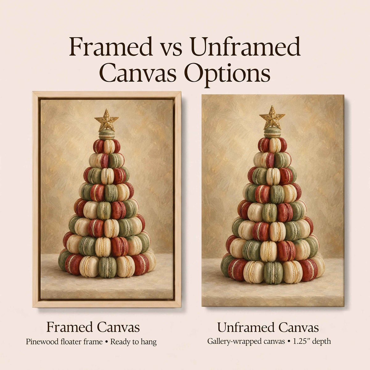 Christmas Tree Wall Art | Framed Macaron Christmas Print for the Kitchen