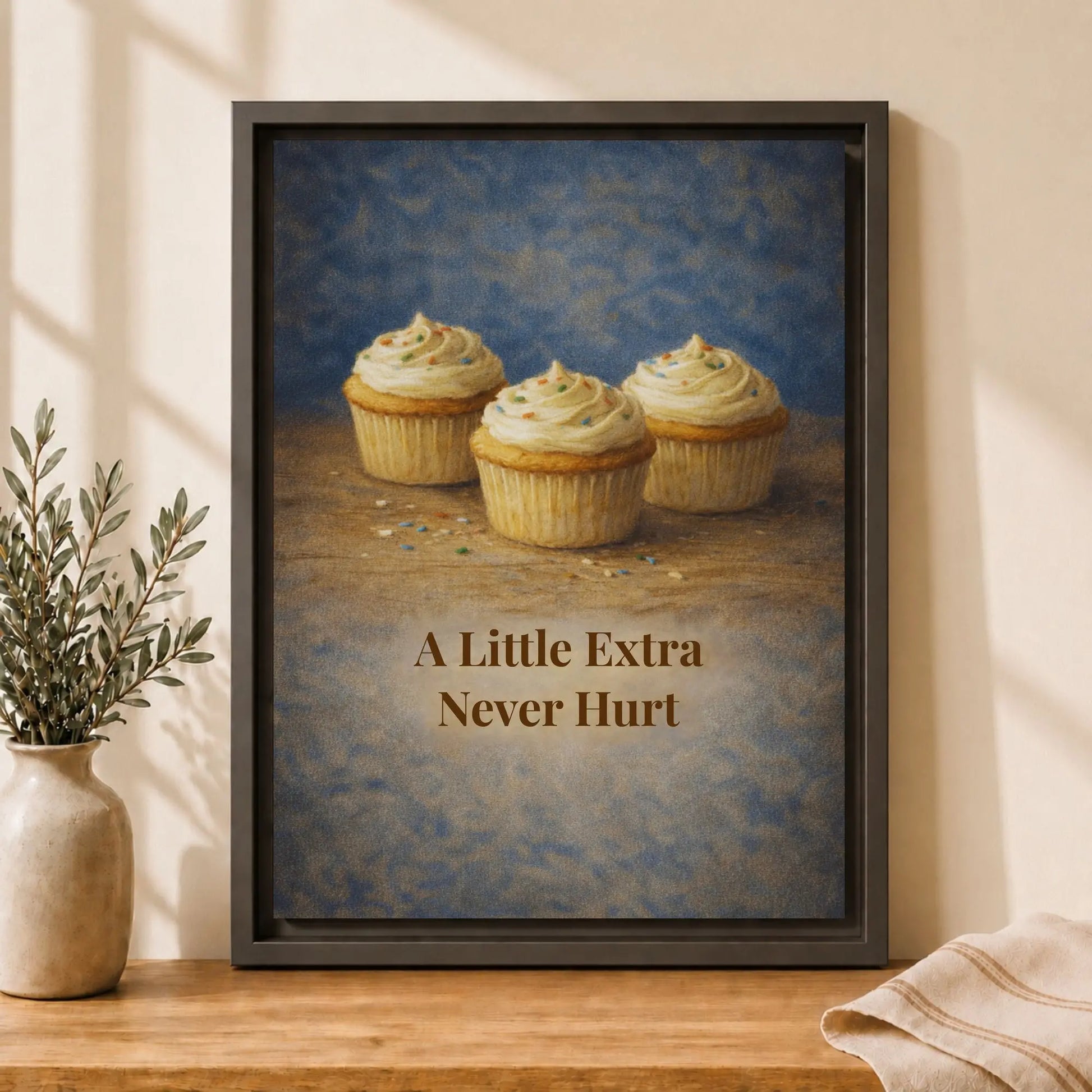 A Little Extra Never Hurt | Framed Kitchen Wall Art Canvas
