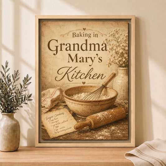 Grandma’s Kitchen | Personalized Framed Kitchen Wall Art Canvas
