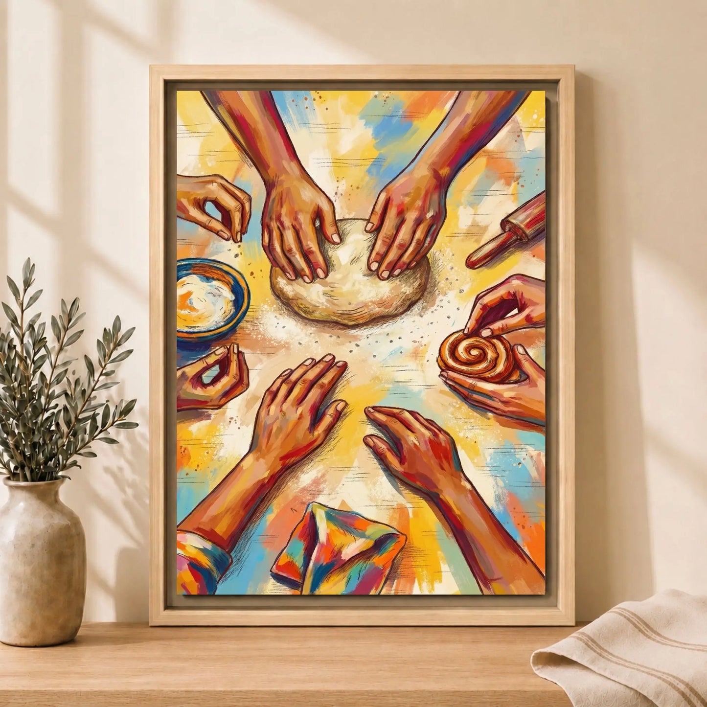 Home Bakers’ Circle | Framed Colorful Kitchen Wall Art Canvas