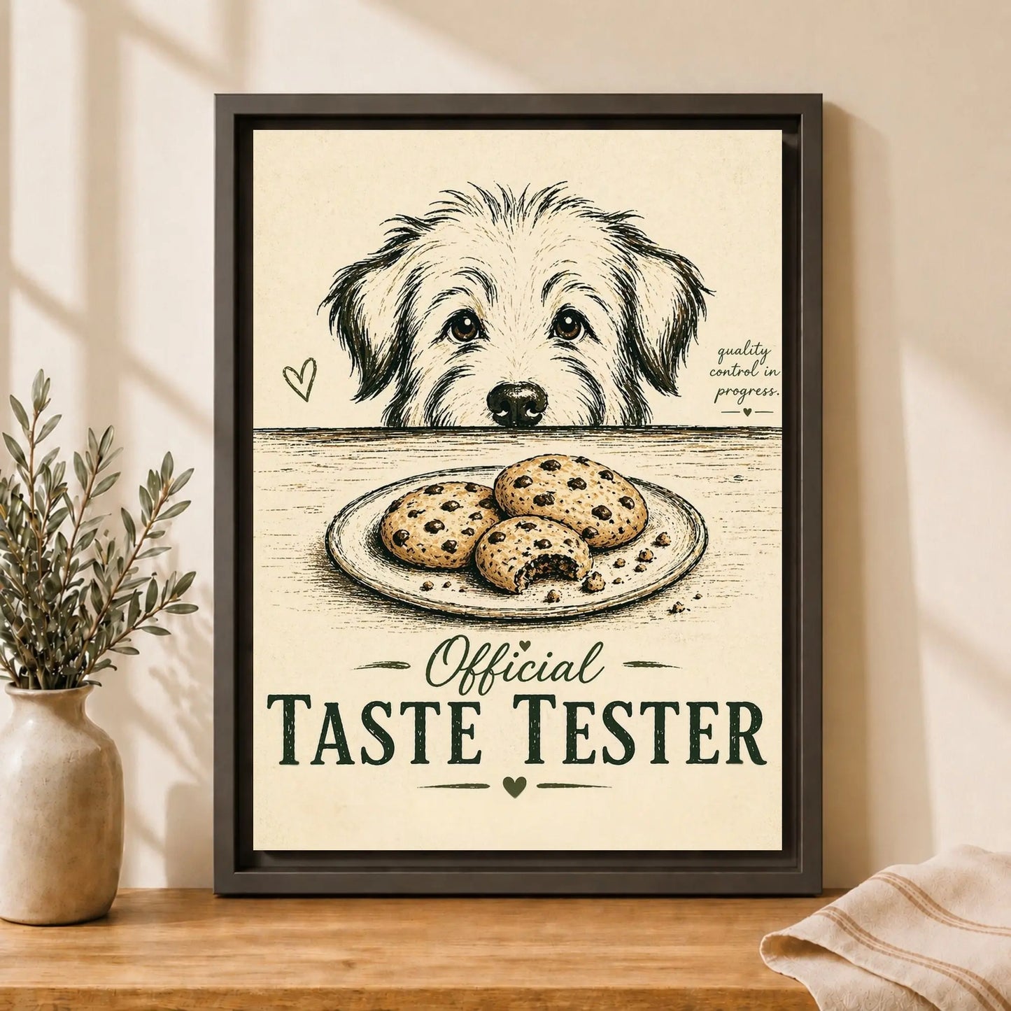 Dog Taste Tester | Framed Kitchen Wall Art Canvas