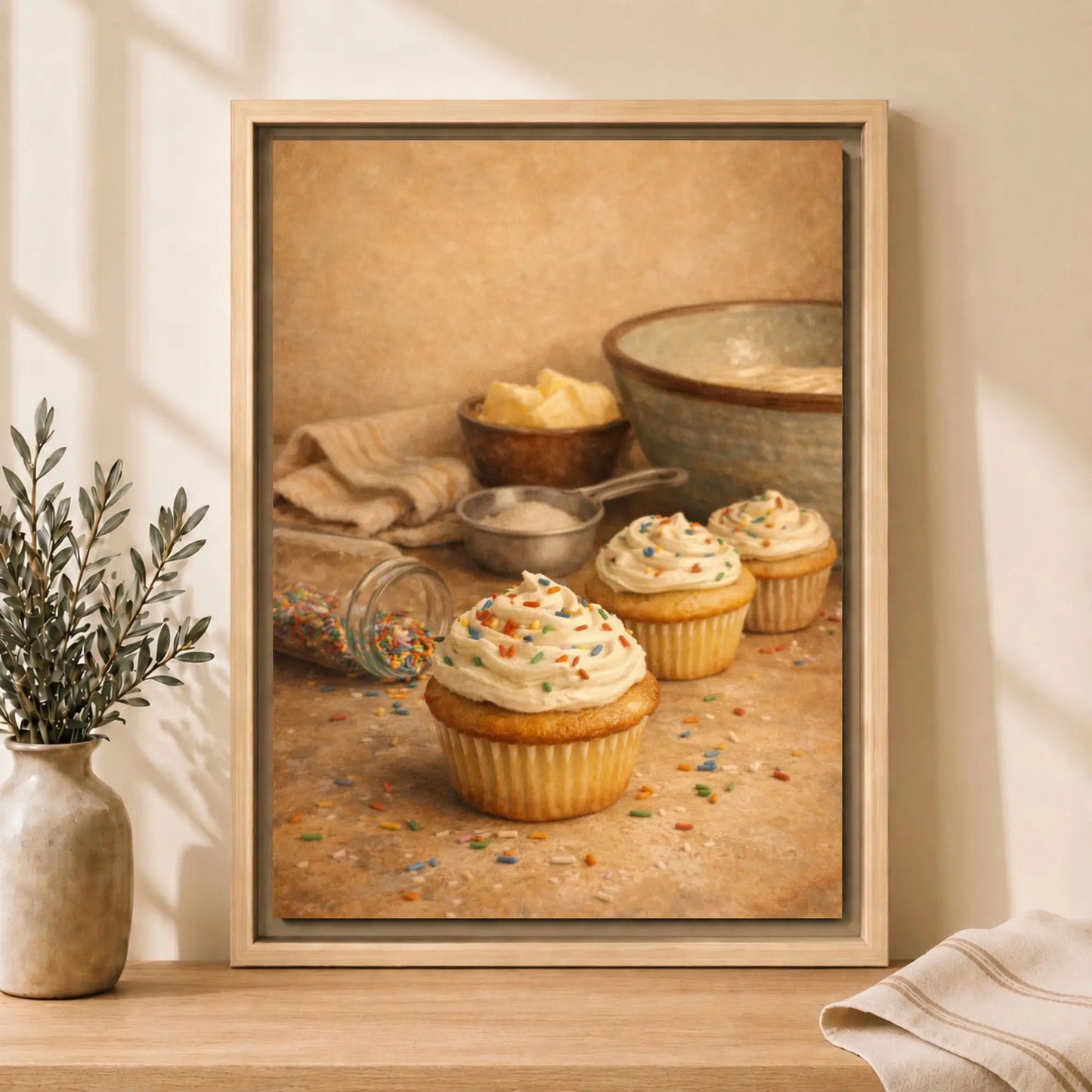 Joy with Sprinkles | Framed Kitchen Wall Art Canvas