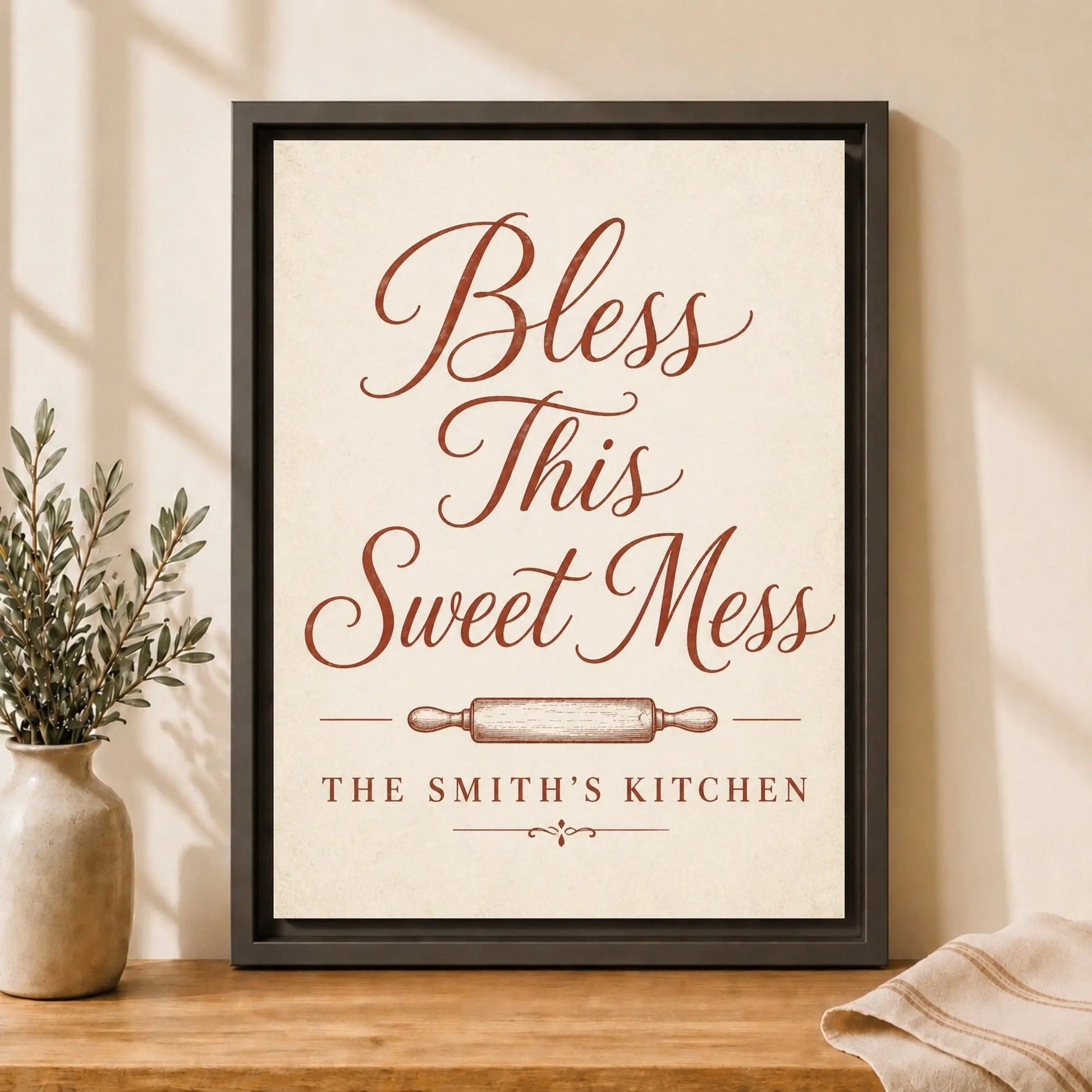 Bless This Sweet Mess | Personalized Framed Kitchen Wall Art