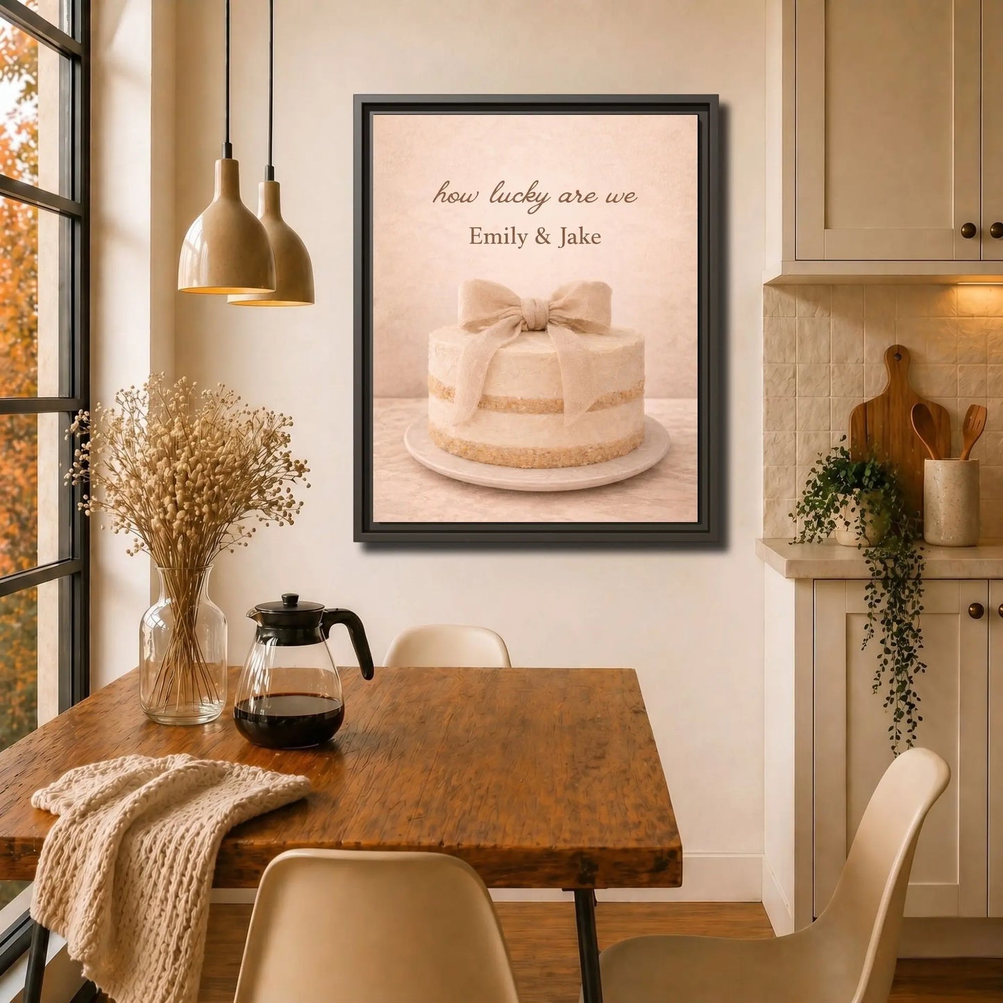 How Lucky Are We | Framed Personalized Kitchen Name Wall Art Canvas