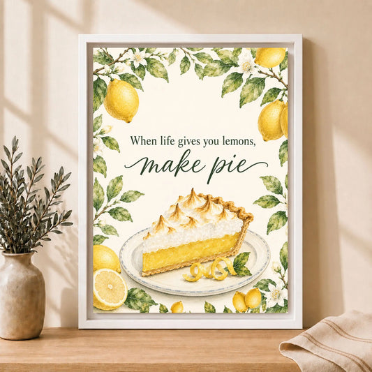 When Life Gives You Lemons | Framed Lemon Kitchen Wall Art Canvas