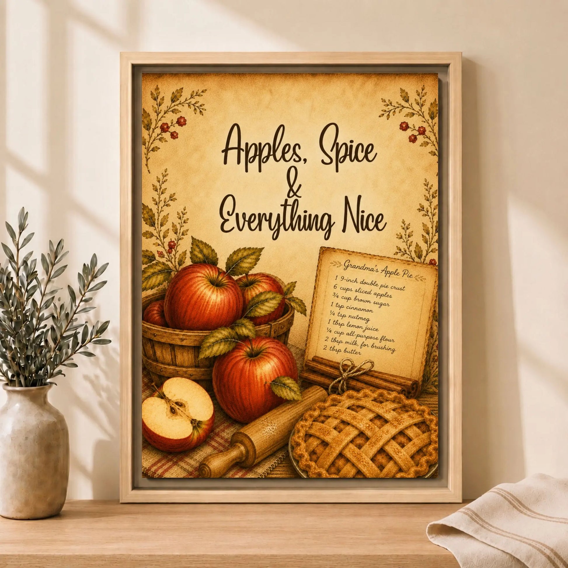 Apples Spice Everything Nice | Framed Kitchen Wall Art Canvas