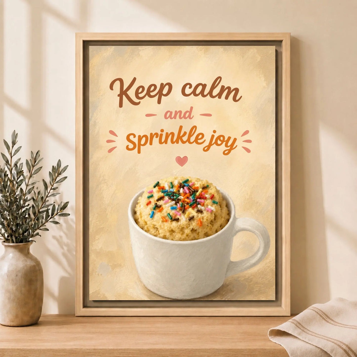 Keep Calm & Sprinkle Joy | Framed Kitchen Wall Art Canvas