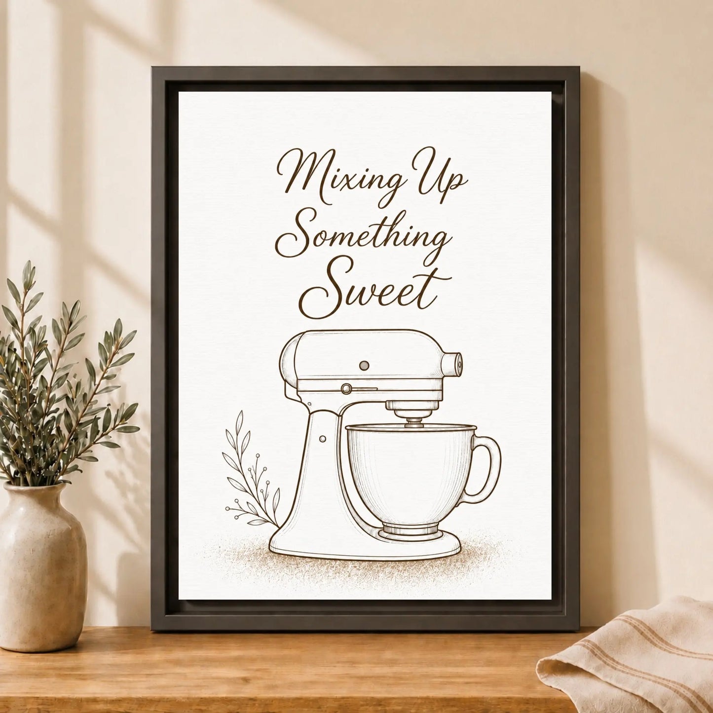 Mixing Up Something Sweet | Framed Kitchen Wall Art Canvas