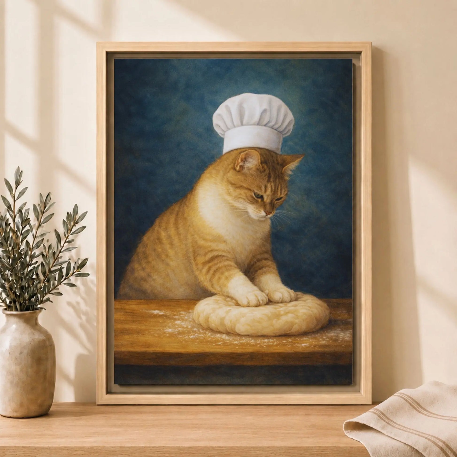 Patient Little Baker | Framed Kitchen Wall Art Canvas