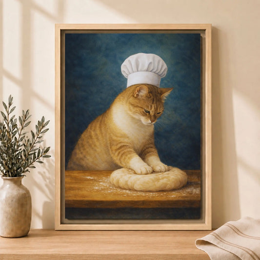 Patient Little Baker | Framed Kitchen Wall Art Canvas