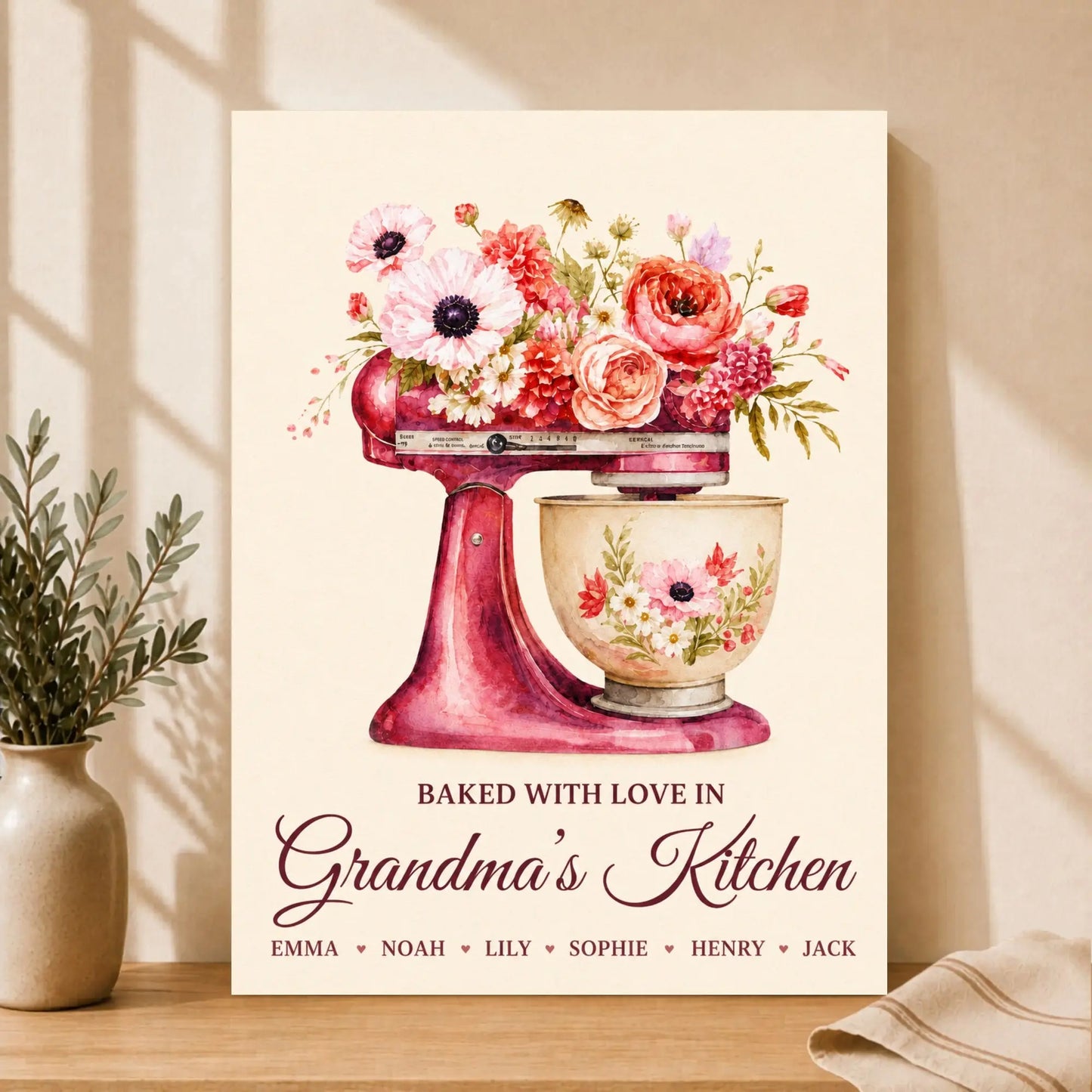 Baked With Love In Grandma’s Kitchen | Personalized Name Wall Art