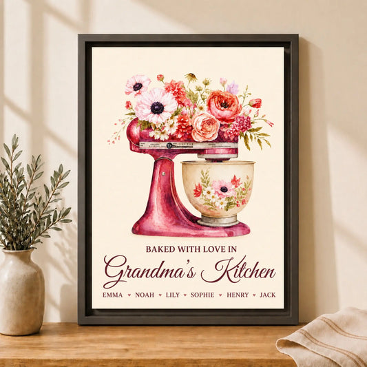 Baked With Love In Grandma’s Kitchen-Framed Personalized Name Wall Art