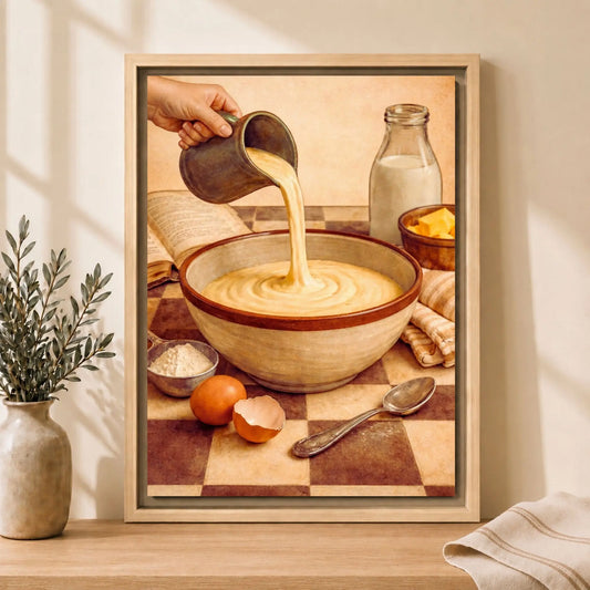 Batter in the Making | Framed Kitchen Wall Art Canvas