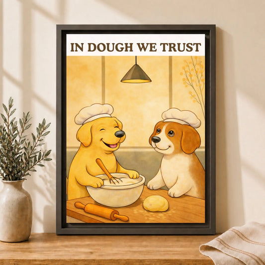 In Dough We Trust | Framed Kitchen Wall Art Canvas