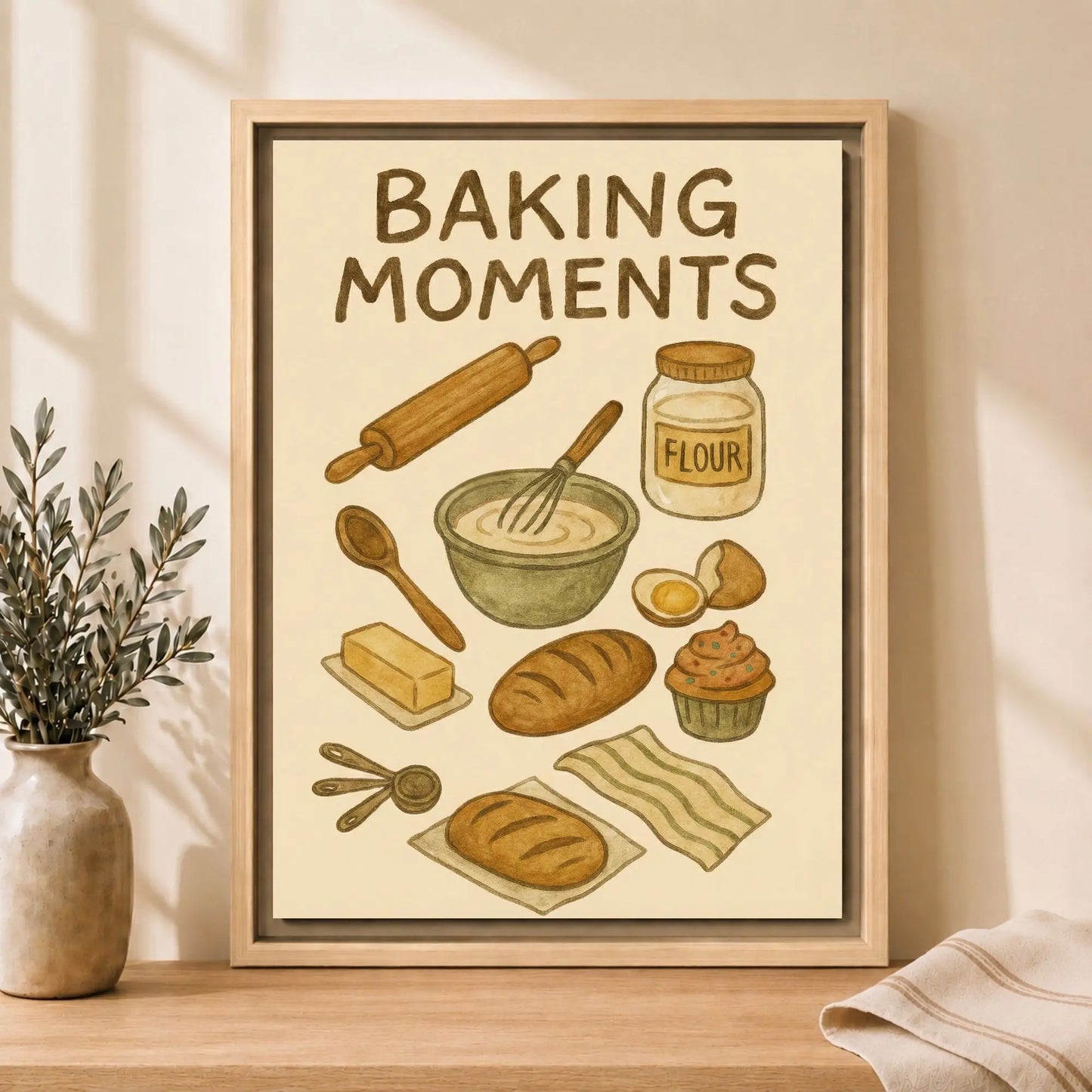 Baking Moments | Framed Kitchen Wall Art Canvas
