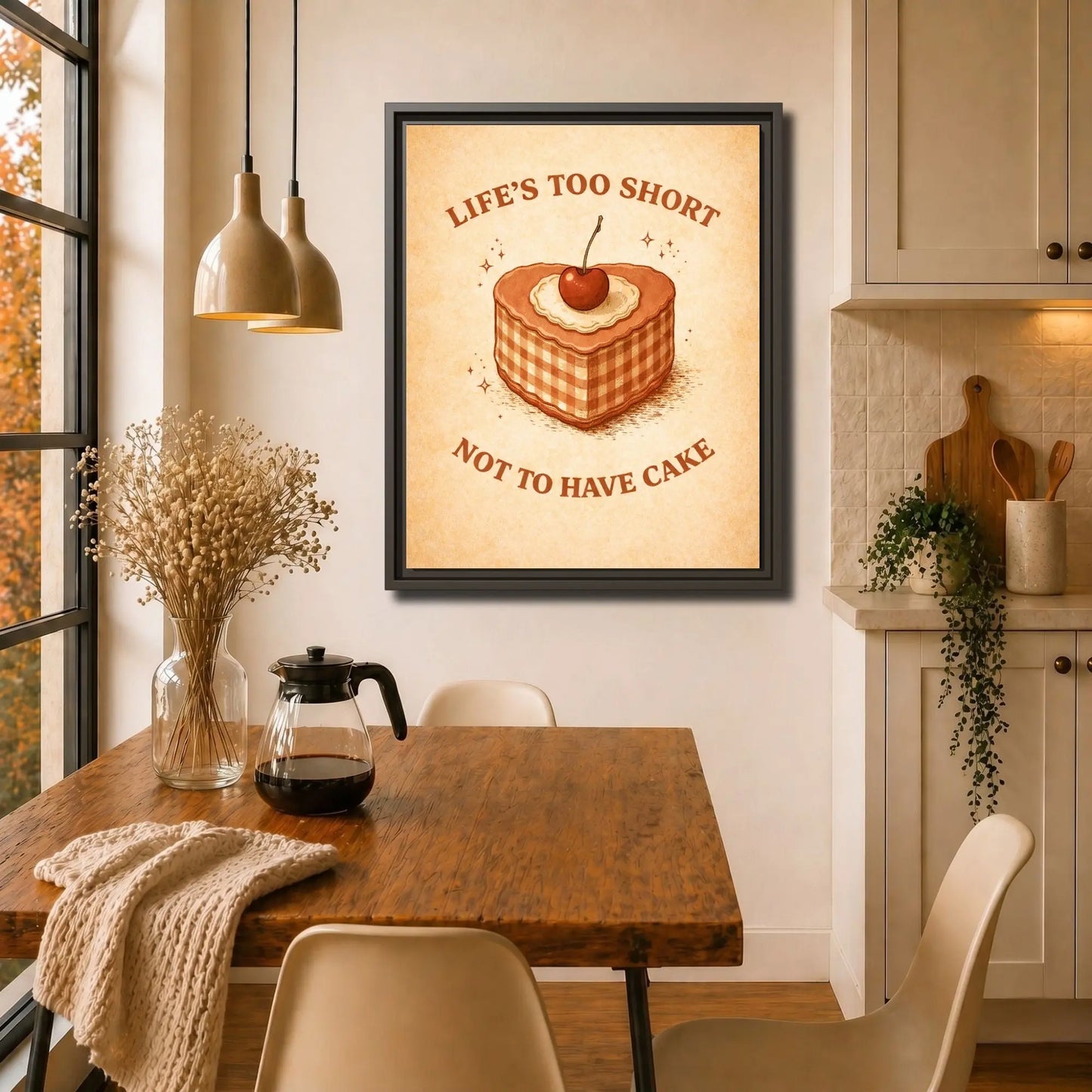 Life’s Too Short Not To Have Cake | Framed Motivational Kitchen Wall Art
