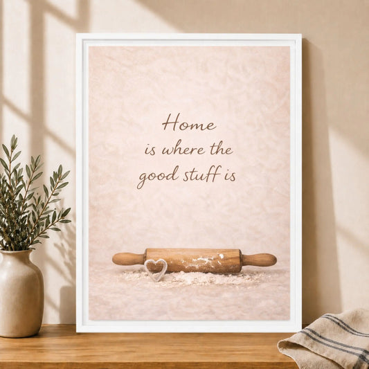 Home Is Where the Good Stuff Is Framed Kitchen Canvas Wall Art