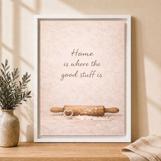 Home Is Where the Good Stuff Is | Framed Kitchen Wall Art Canvas