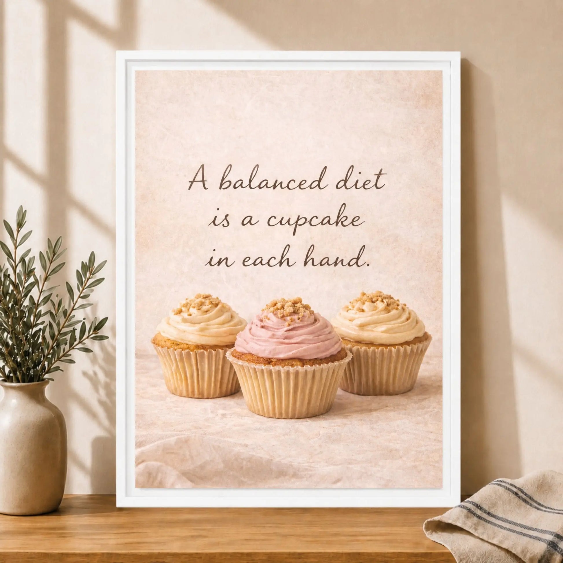 Balanced Diet Cupcake | Framed Kitchen Wall Art Canvas