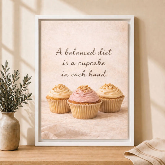 Balanced Diet Cupcake | Framed Kitchen Wall Art Canvas