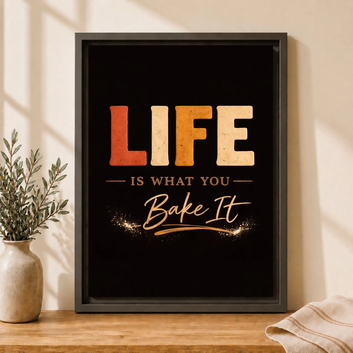 Life Is What You Bake It | Framed Kitchen Wall Art Canvas