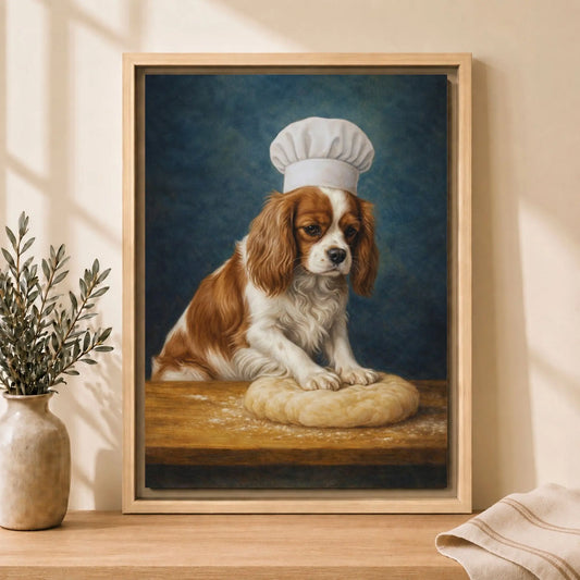 Little Spaniel Baker | Framed Kitchen Wall Art Canvas