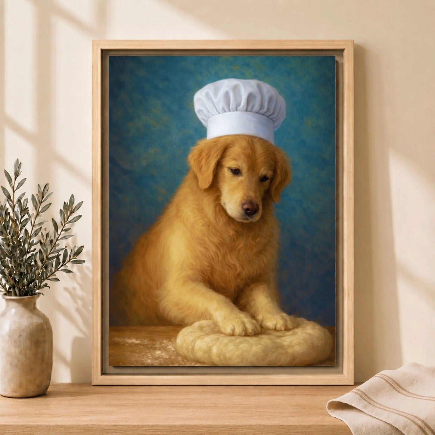 Golden Baker | Framed Kitchen Wall Art Canvas