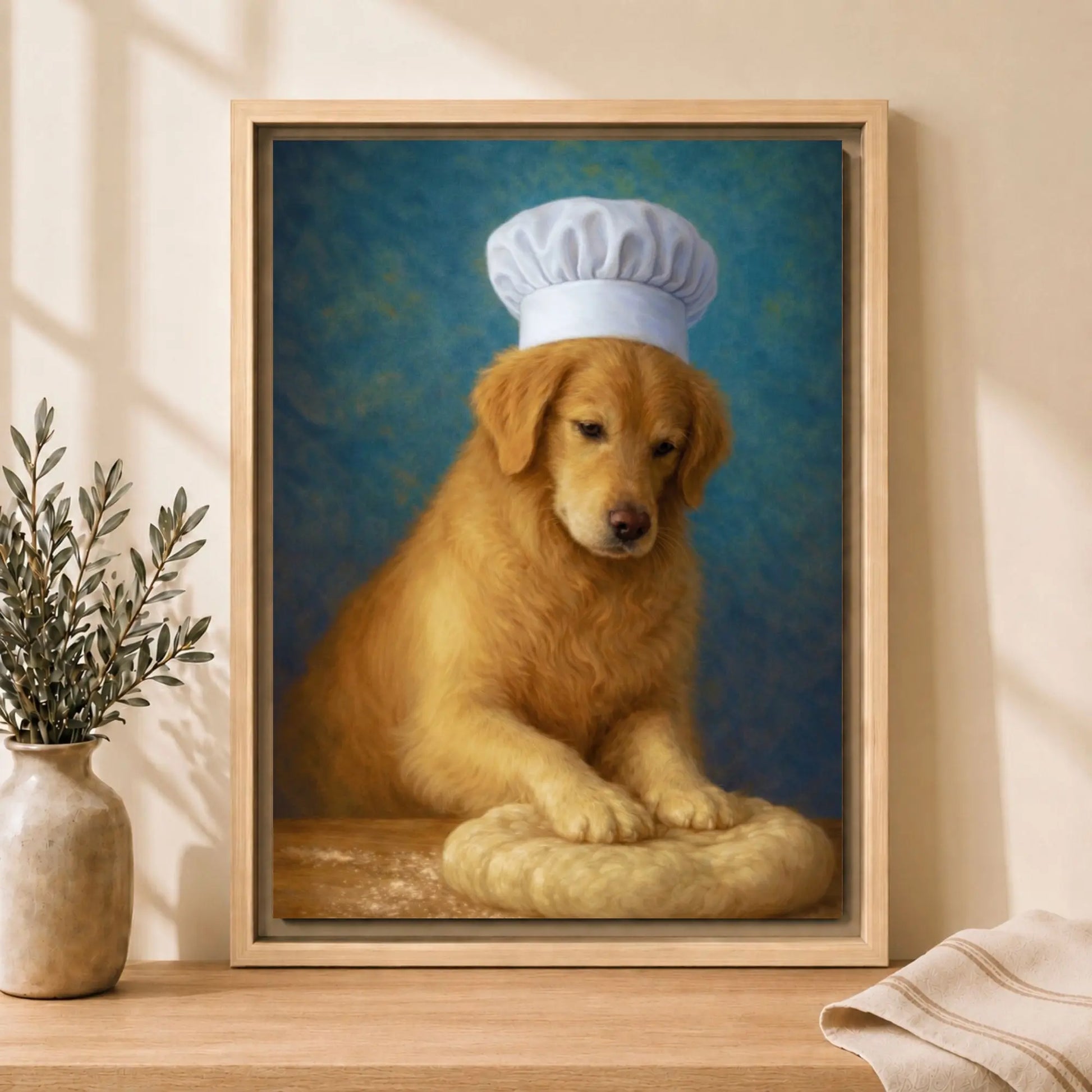Golden Baker | Framed Kitchen Wall Art Canvas