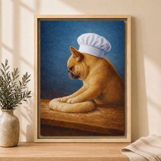 Little French Baker | Framed Kitchen Wall Art Canvas