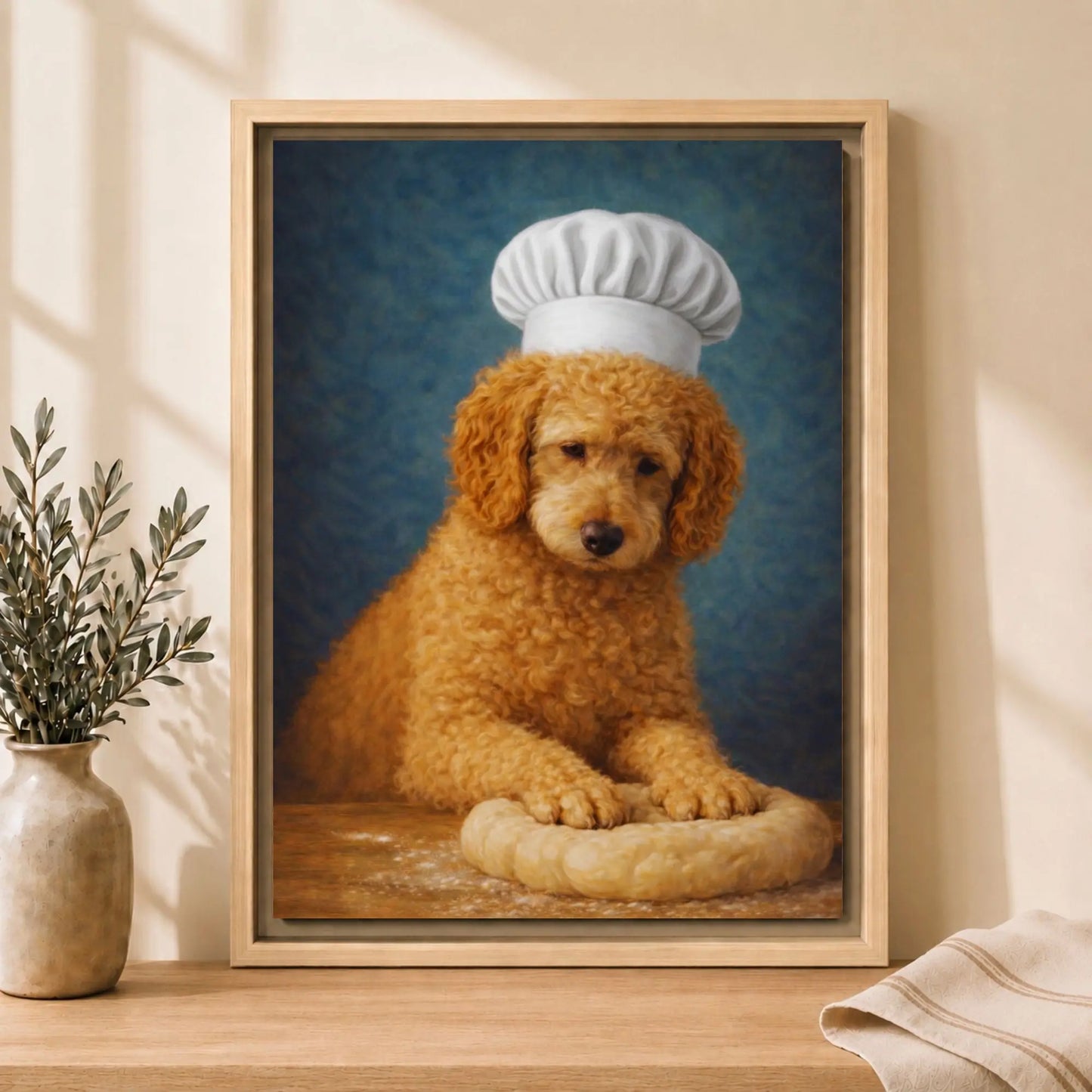 Goldendoodle Baker | Framed Kitchen Wall Art Canvas