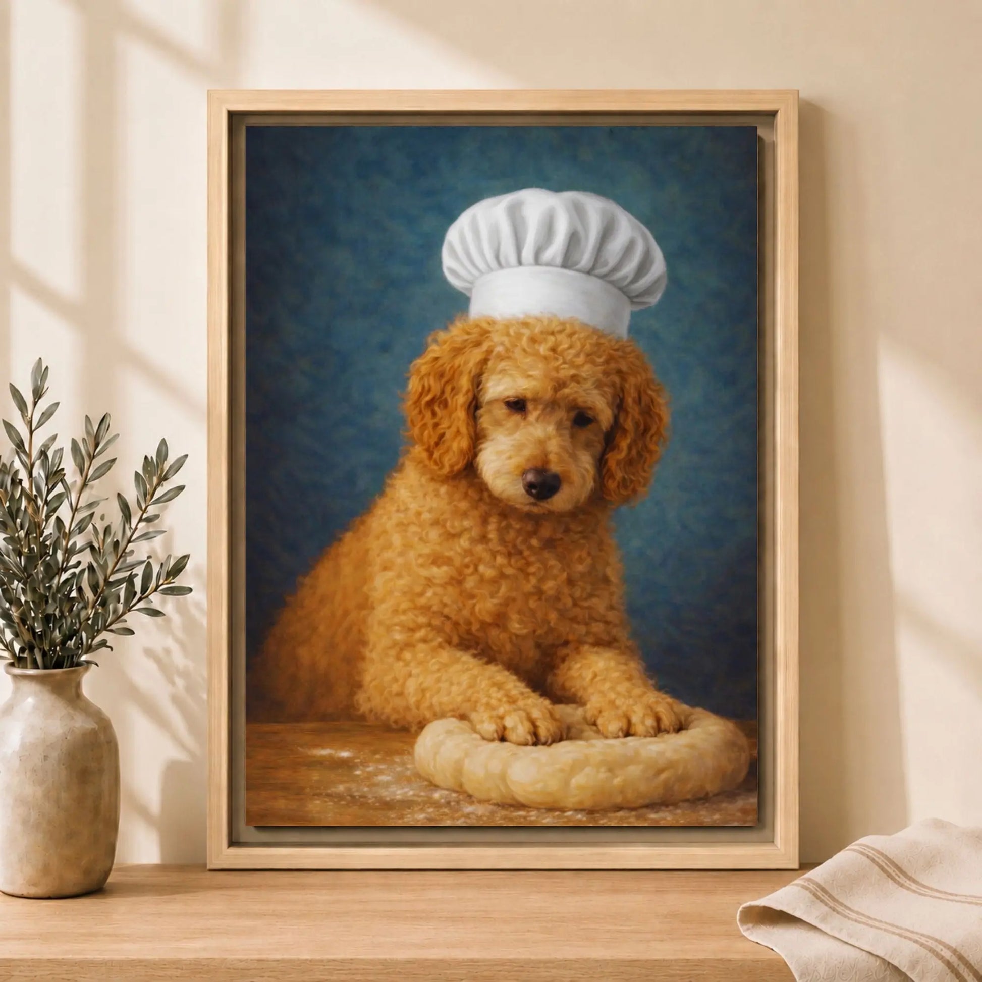 Goldendoodle Baker | Framed Kitchen Wall Art Canvas