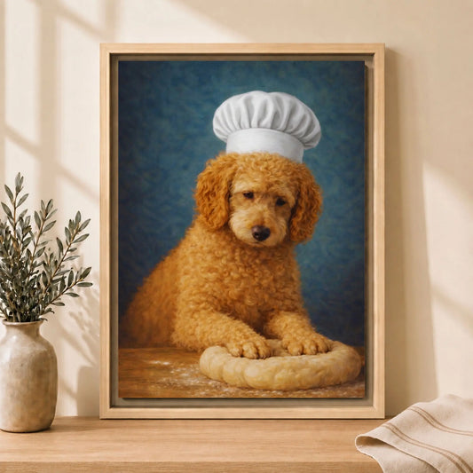 Goldendoodle Baker | Framed Kitchen Wall Art Canvas
