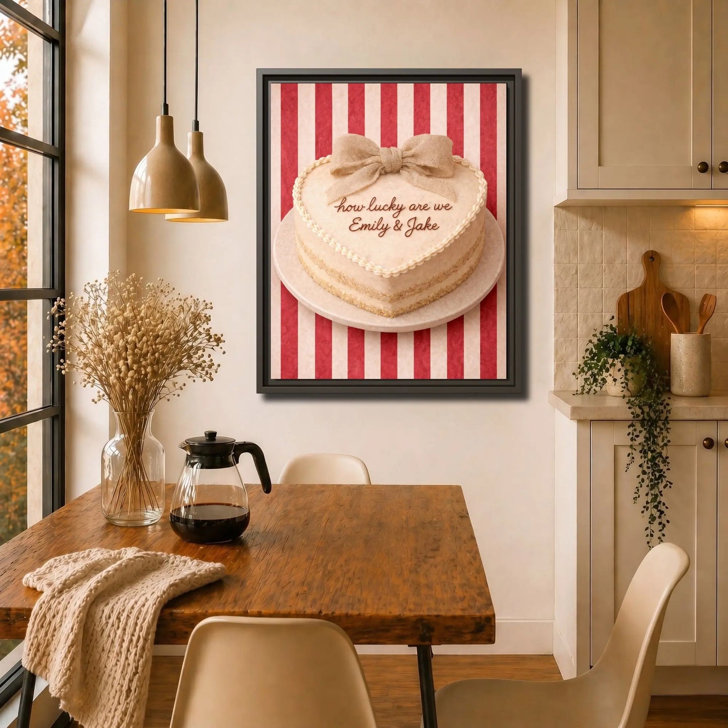 How Lucky Are We | Personalized Framed Kitchen Wall Art Canvas