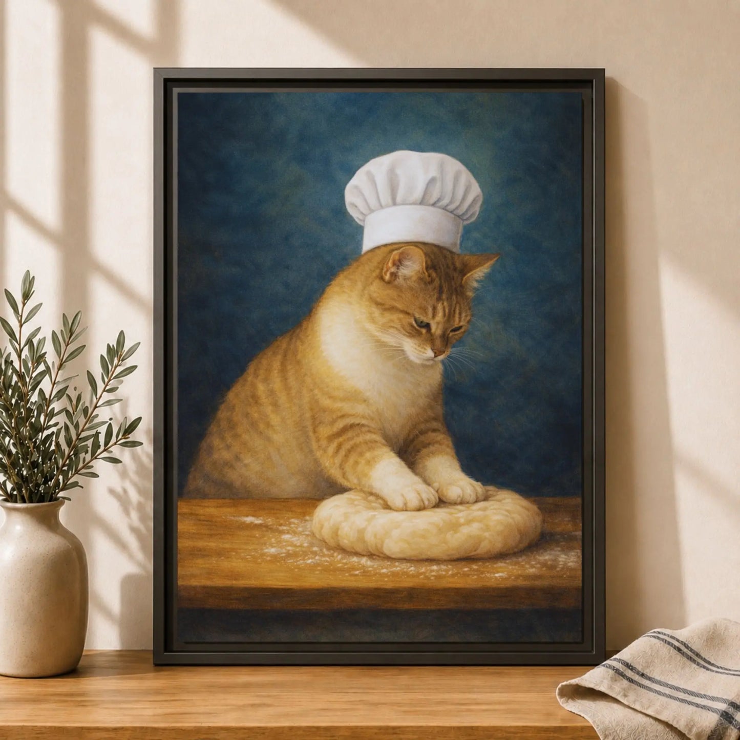 Patient Little Baker | Framed Kitchen Wall Art Canvas