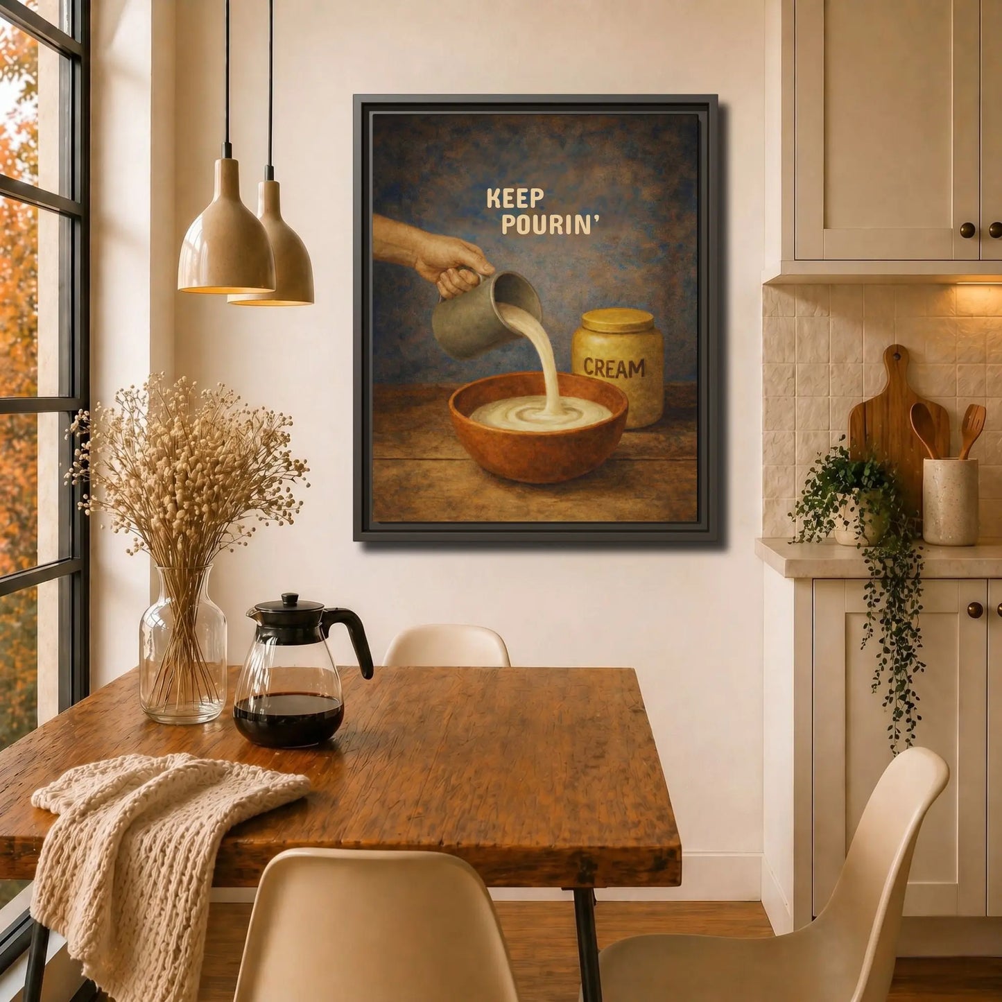 Keep Pourin’ | Framed Kitchen Wall Art Canvas