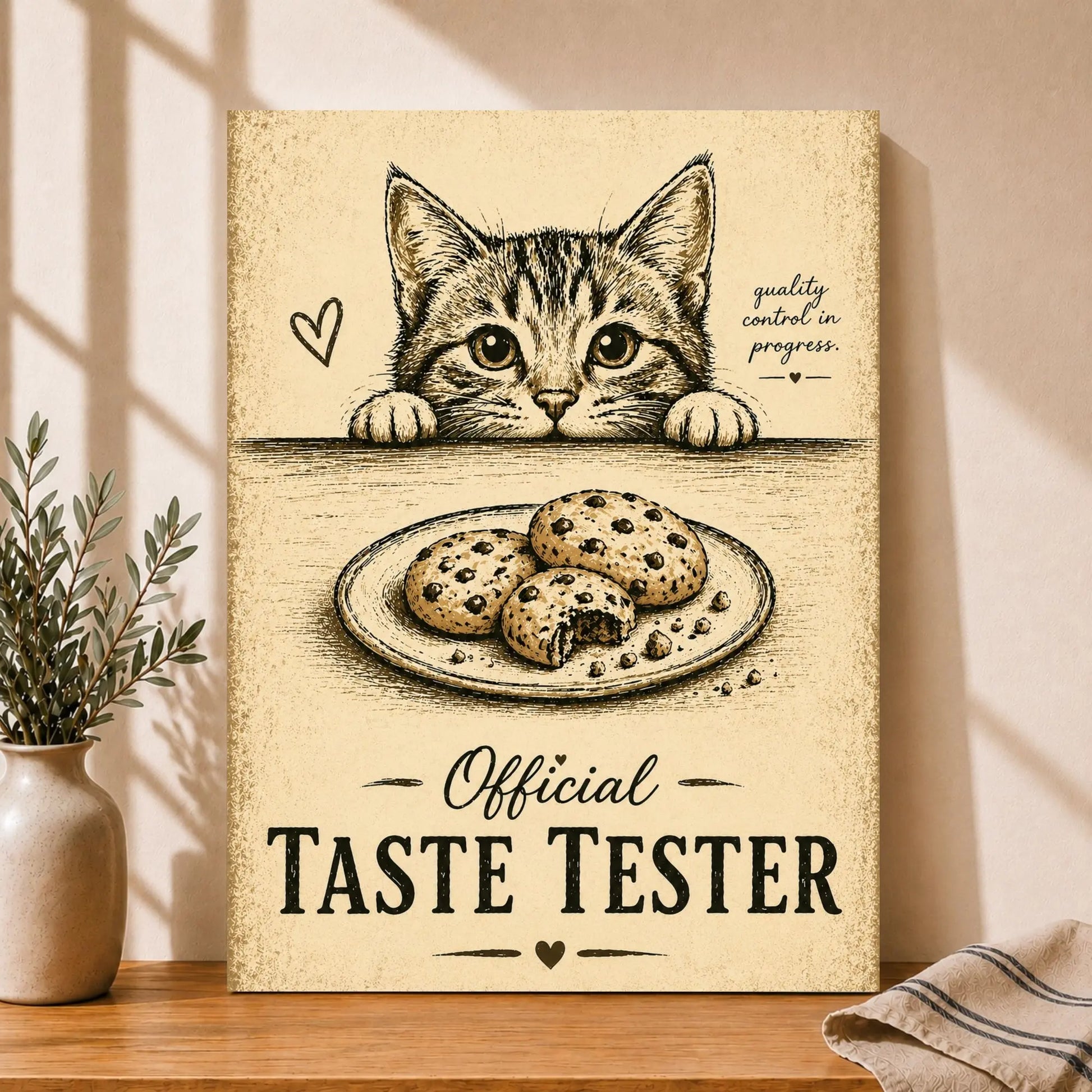 Cat Taste Tester | Kitchen Wall Art Canvas