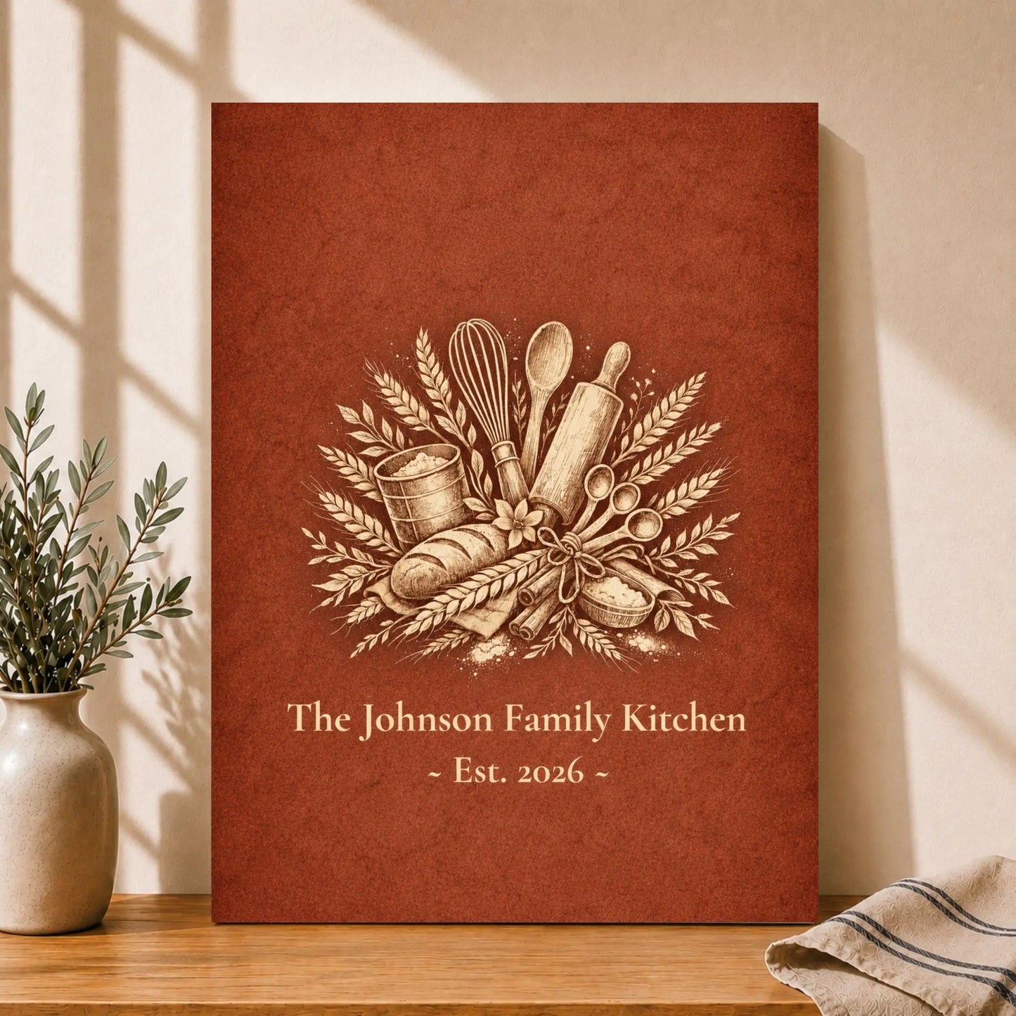 Personalized Kitchen Wall Art | Family Name Canvas Decor