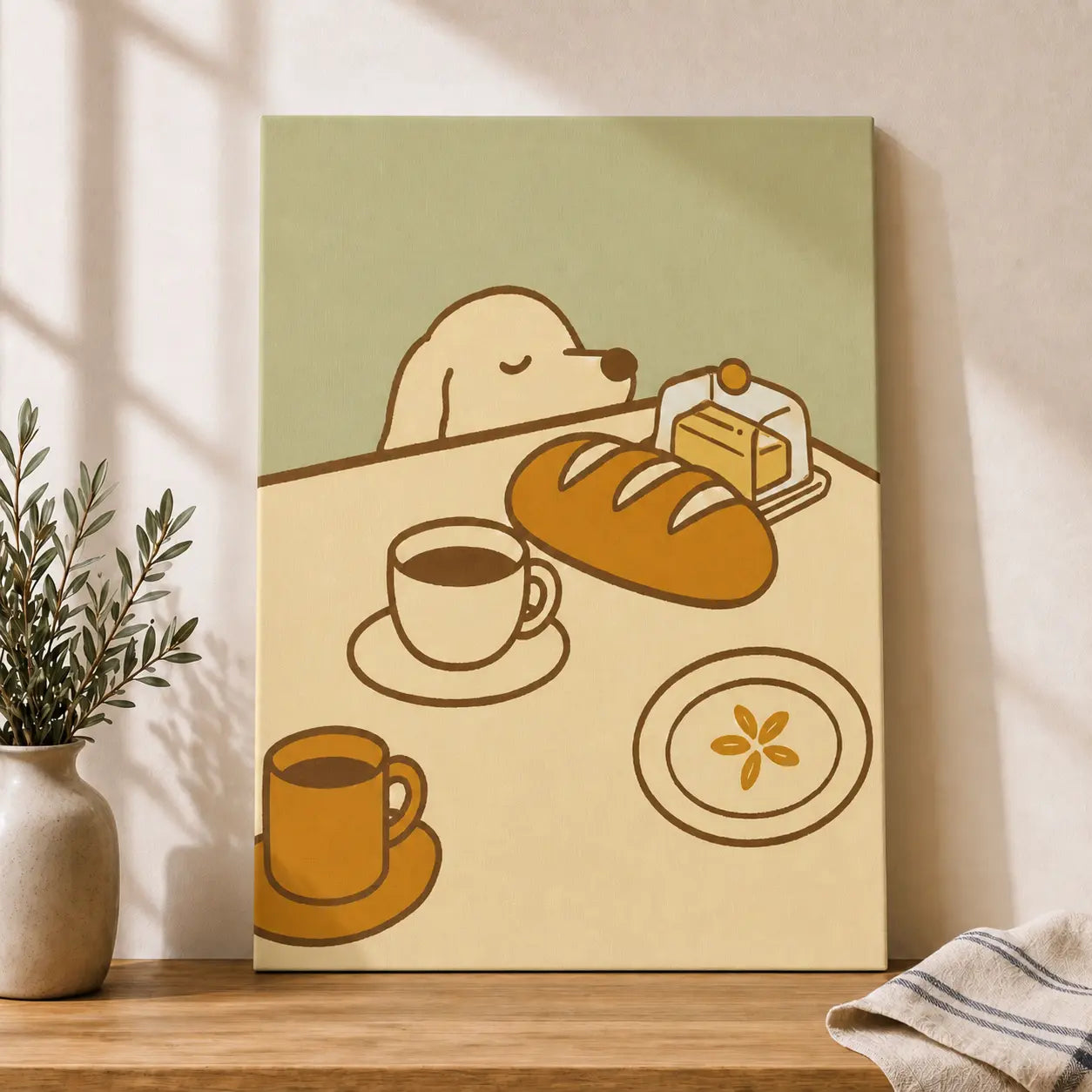 Slow Mornings Start Here | Kitchen Wall Art Canvas