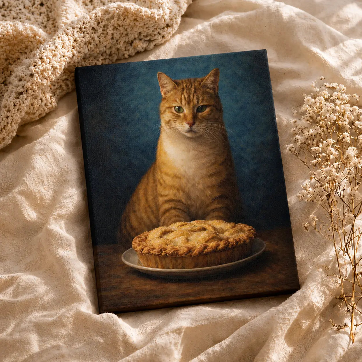 Pie-Loving Tabby | Kitchen Wall Art Canvas