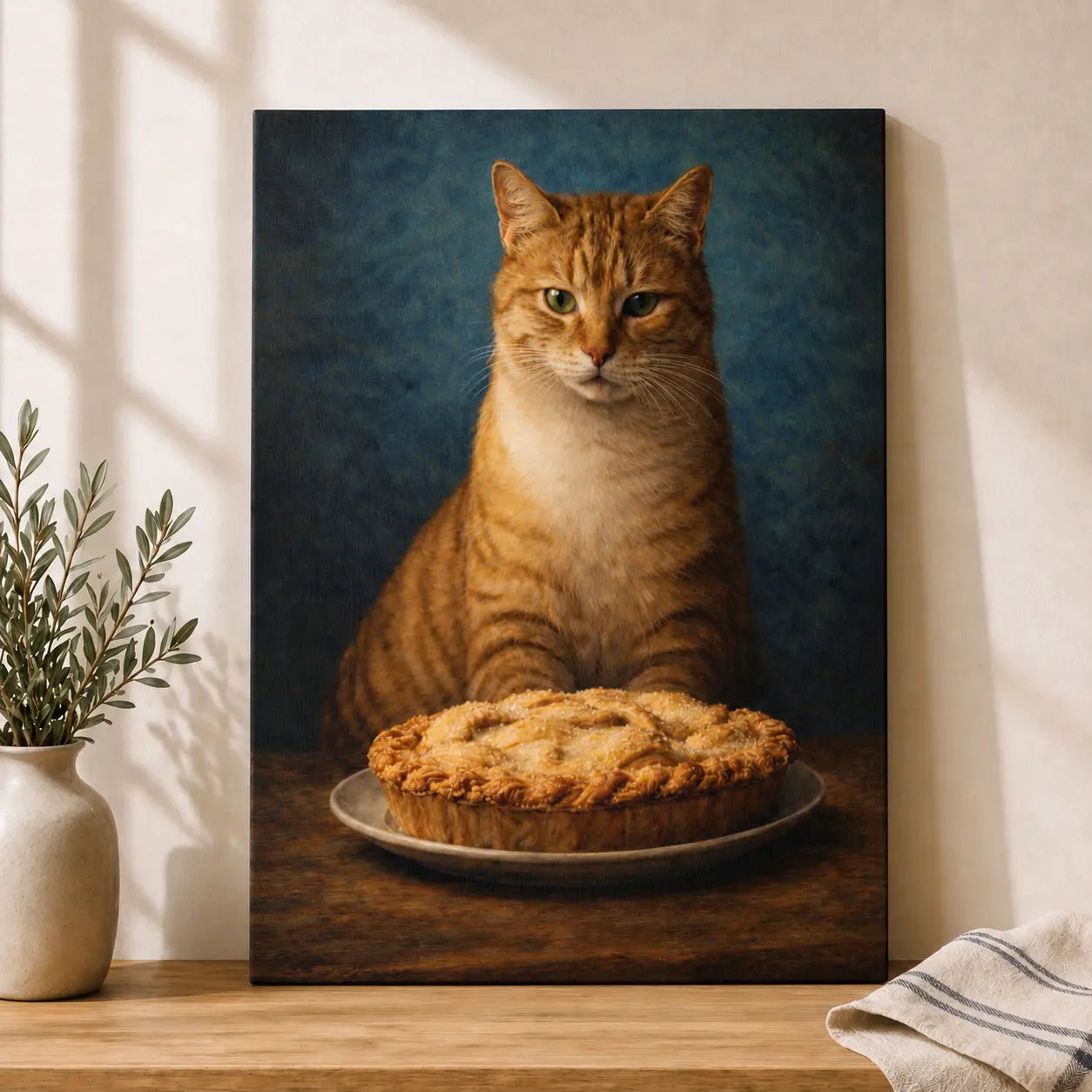 Pie-Loving Tabby | Kitchen Wall Art Canvas