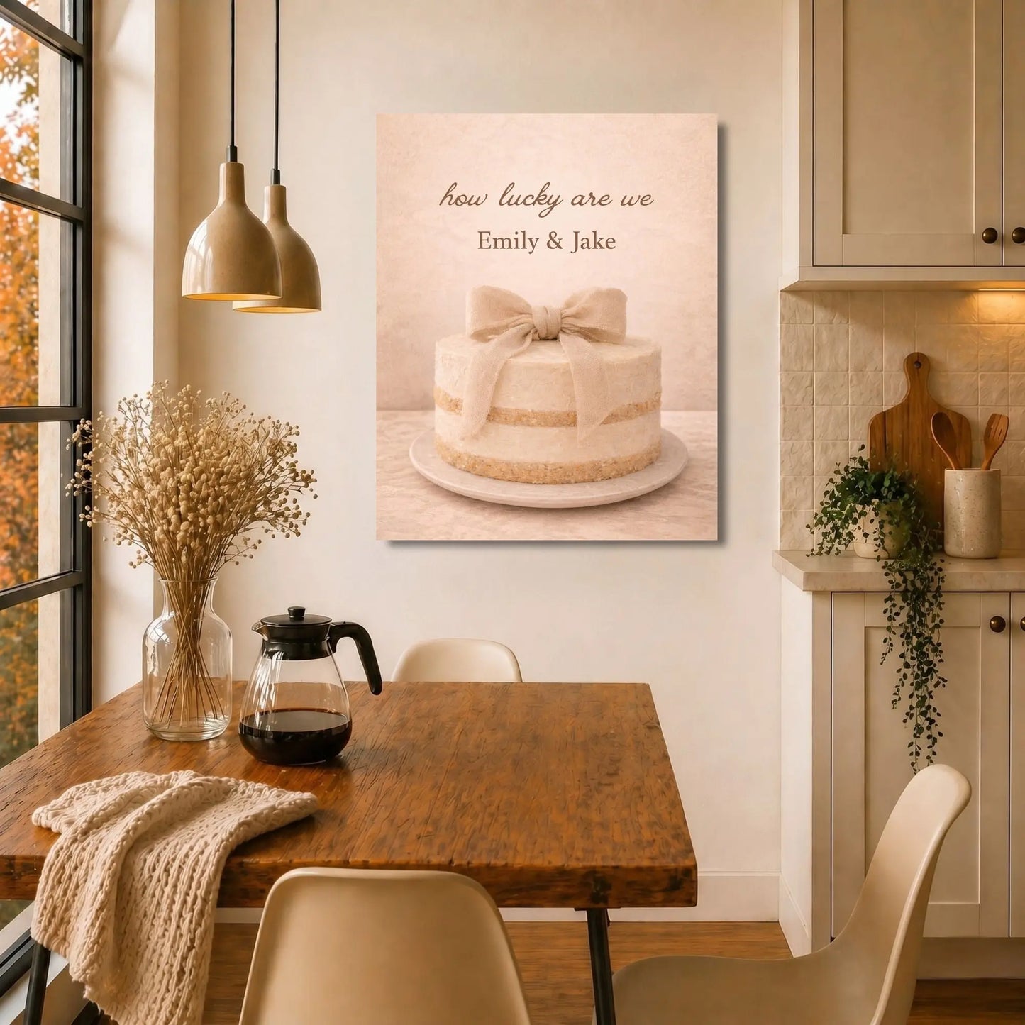 How Lucky Are We | Personalized Kitchen Name Wall Art Canvas