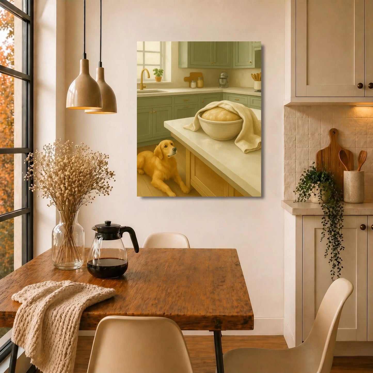 Patient Dough Watcher | Dog Kitchen Wall Art Canvas