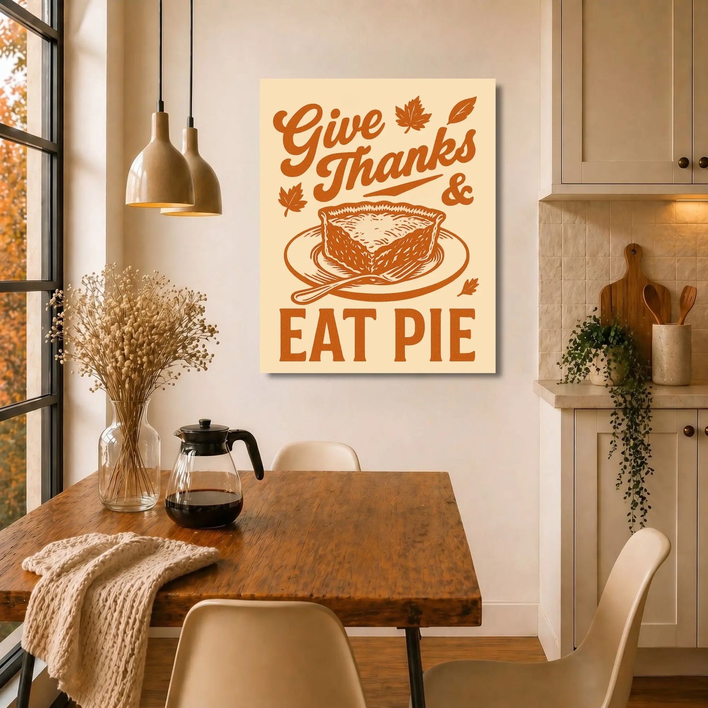 Give Thanks Eat Pie | Kitchen Wall Art Canvas