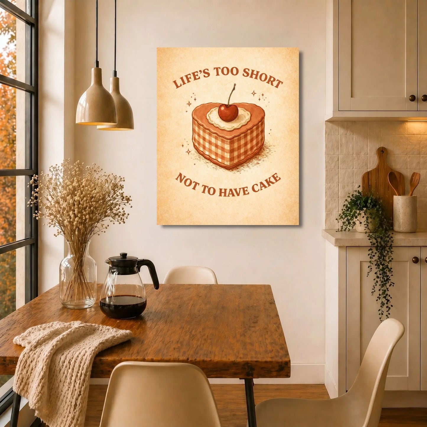 Life’s Too Short Not To Have Cake | Motivational Kitchen Wall Art