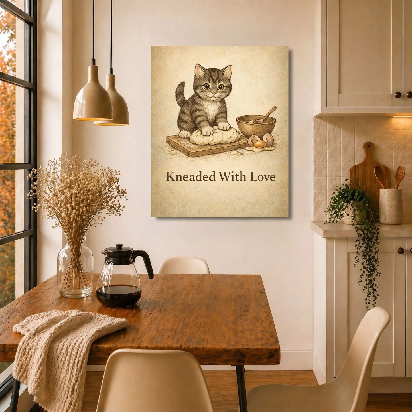 Kneaded With Love | Cat Kitchen Wall Art Canvas